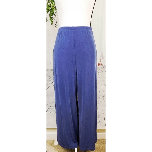 Chicos No Tummy Pants Black Elastic Waist Velvet Wide Leg Pants